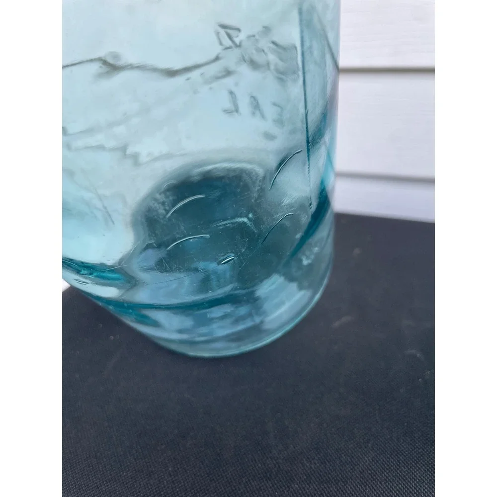 Atlas E-Z Seal Vintage Aqua Blue Glass Mason Jars Wire Bail Set of 3